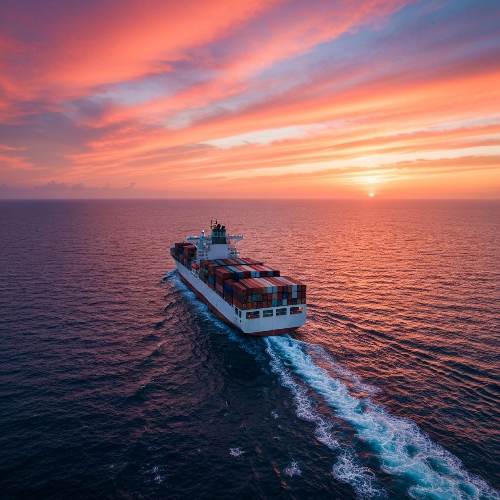 Barco de carga cruzando el Océano Pacífico